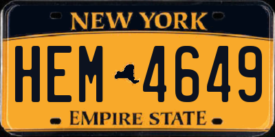 NY license plate HEM4649