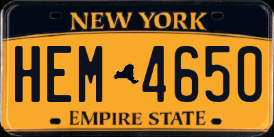 NY license plate HEM4650