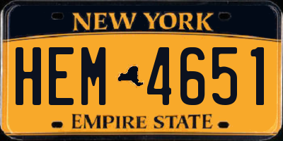 NY license plate HEM4651
