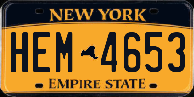 NY license plate HEM4653