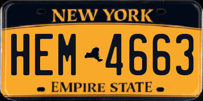 NY license plate HEM4663