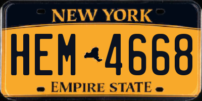 NY license plate HEM4668