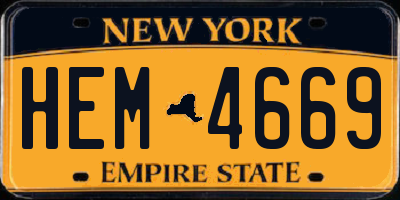 NY license plate HEM4669