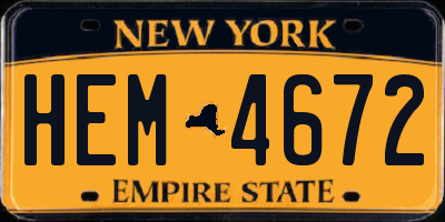 NY license plate HEM4672