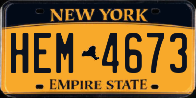 NY license plate HEM4673