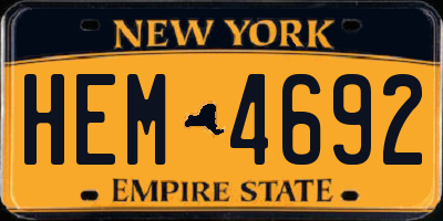 NY license plate HEM4692