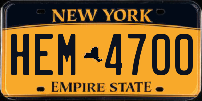 NY license plate HEM4700