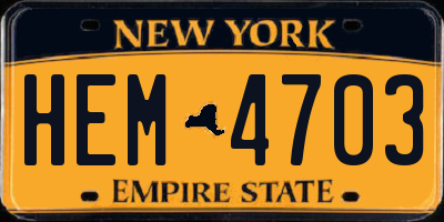 NY license plate HEM4703