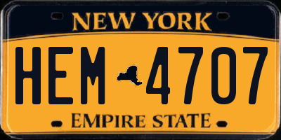 NY license plate HEM4707
