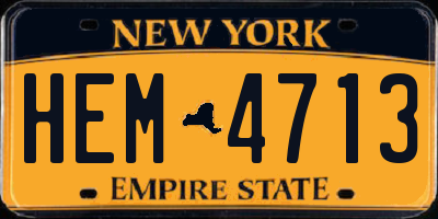 NY license plate HEM4713