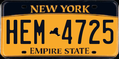 NY license plate HEM4725