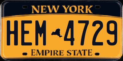 NY license plate HEM4729