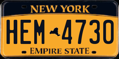 NY license plate HEM4730