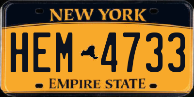 NY license plate HEM4733