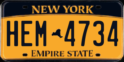 NY license plate HEM4734