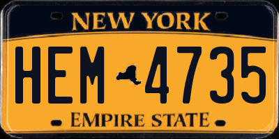 NY license plate HEM4735