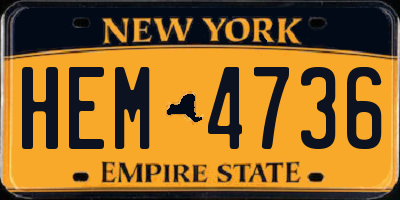 NY license plate HEM4736