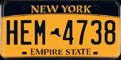 NY license plate HEM4738