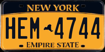 NY license plate HEM4744
