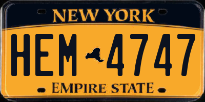 NY license plate HEM4747