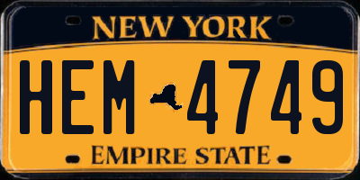 NY license plate HEM4749