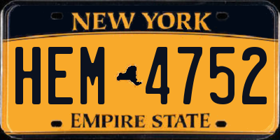 NY license plate HEM4752