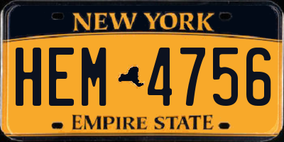 NY license plate HEM4756
