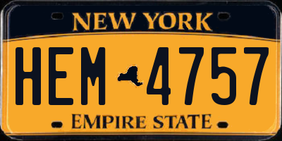 NY license plate HEM4757