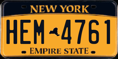 NY license plate HEM4761