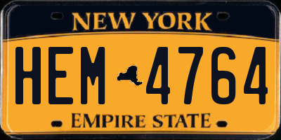 NY license plate HEM4764