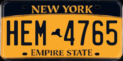 NY license plate HEM4765