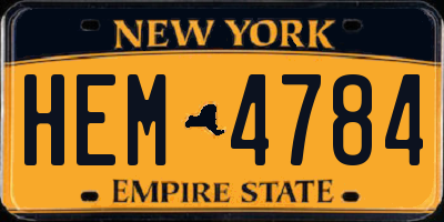 NY license plate HEM4784