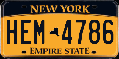 NY license plate HEM4786