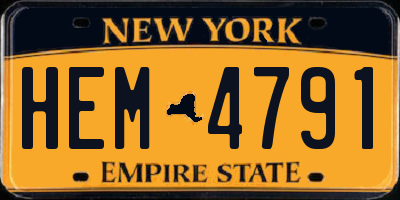NY license plate HEM4791