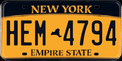 NY license plate HEM4794