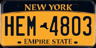 NY license plate HEM4803