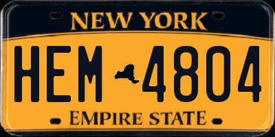 NY license plate HEM4804