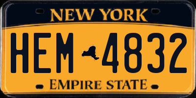 NY license plate HEM4832