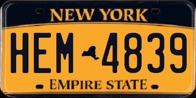 NY license plate HEM4839