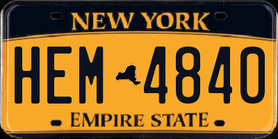 NY license plate HEM4840