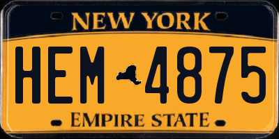 NY license plate HEM4875