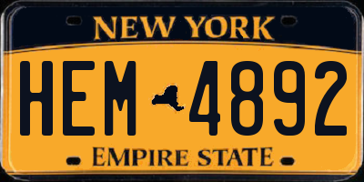NY license plate HEM4892