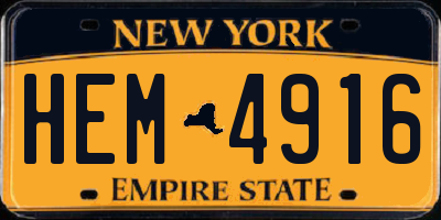 NY license plate HEM4916