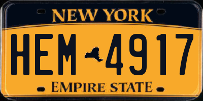 NY license plate HEM4917