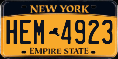 NY license plate HEM4923