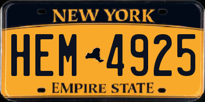 NY license plate HEM4925