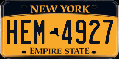 NY license plate HEM4927
