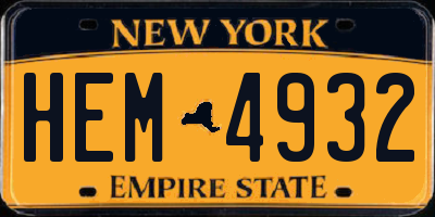 NY license plate HEM4932