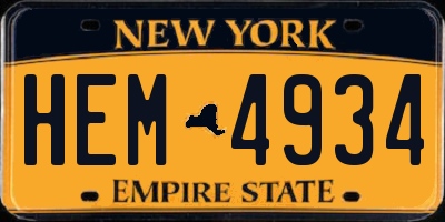 NY license plate HEM4934