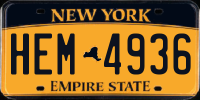 NY license plate HEM4936